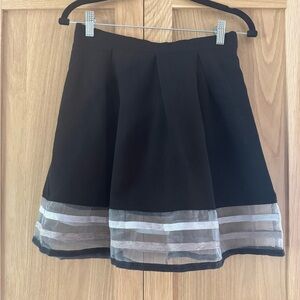 Sugarlips Black Mini Skirt with Sheer Stripes